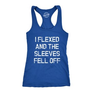 Womens I Flexed and the Sleeves Fell Off Tank Top Funny Sleeveless Workout Tee - Crazy Dog Women's Tank Top - 1 of 4