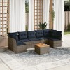 vidaXL Patio Sofa Set with Cushions 8 Piece, Outdoor Conversation Set, Patio Furniture Set for Balcony Garden, Modern Style, Gray Poly Rattan - 2 of 4
