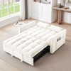 TiramisuBest 55.1" Off-White Velvet 3-in-1 Sofa Bed, Modern Convertible Futon Loveseat with Pillow & Storage Bag - 3 of 4