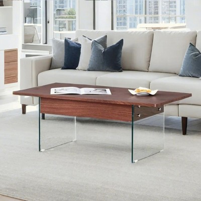 KIGFTSOD Lift-Top Coffee Table with Storage and Tempered Glass Base, Space-Saving, Multi-Color for Living Room, Office
