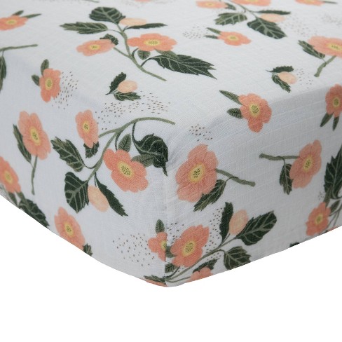 Floral muslin crib online sheet