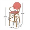 SKRAN Outdoor Wicker and Aluminum 29.5" French Barstools, Set of 2, Navy Blue, Bamboo Print Finish for Garden, Patio, Outdoor - 3 of 4