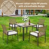 Rbied All Weather 5-Piece Wicker Outdoor Dining Set Patio Conversation Set with Cushions and 2.44" Umbrella Hole - 2 of 4