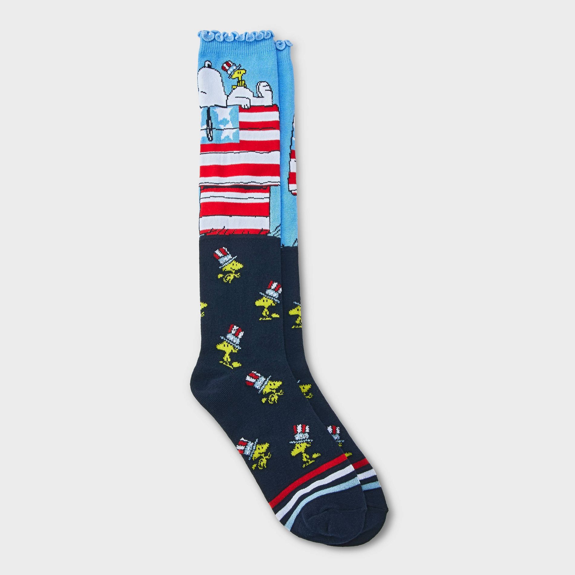 Women's Peanuts Americana Knee High Sock - Blue/Red 4-10