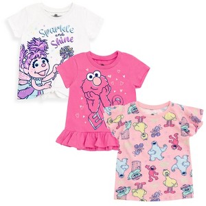 Sesame Street Elmo Cookie Monster Big Bird 3 Pack Graphic T-Shirts - 1 of 4