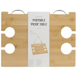 Sunnylife: Portable Picnic Table - Le Weekend Natural - Bamboo Snack Stand - 1 of 4