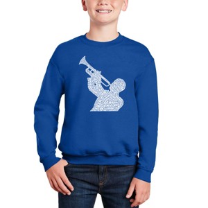 LA Pop Art All Time Jazz Songs - Boy's Word Art Crewneck Sweatshirt - 1 of 3