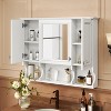 35"x28" Wall Mounted Bathroom Medicine Cabinet, Modern Mirror Cabinet with Open Shelves & Adjustable Shelf - ModernLuxe - 2 of 4