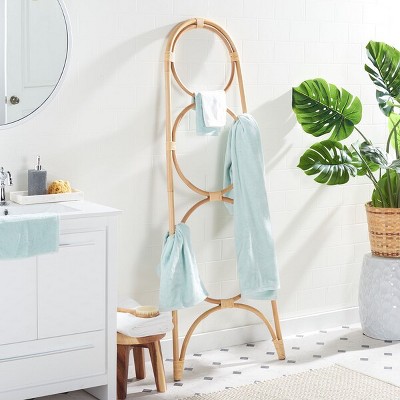 Natural Rattan 3-Tier Wall Mounted Towel Hanger