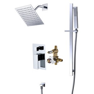 SUMERAIN Modern Shower System with Sliding Bar, One Handle Wall Mount Tub and Shower Trim Kit Chrome - 1 of 4