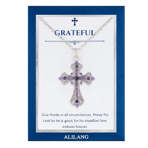 Anna-Kaci Purple Lavender Rhinestone Celtic Cross Necklace with Message Card & Envelope Jewelry Gift - 1 of 4