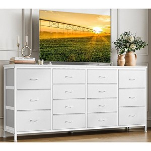 63" W Dresser Tv Stand for 65 70 75 Inch Tv, 14 Drawer for Bedroom with Power Outlets, Large Long Fabric Dresser Entertainment Center - 1 of 4