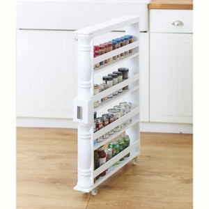 The Lakeside Collection Wooden Can Organizer & Spice Rack - Slim Rolling Kitchen Cart - 1 of 4