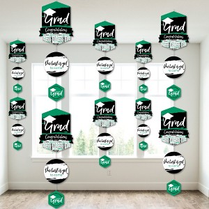 Big Dot of Happiness Green Graduation Party DIY Dangler Backdrop - Hanging Vertical Decorations - 30 Pieces - 1 of 4