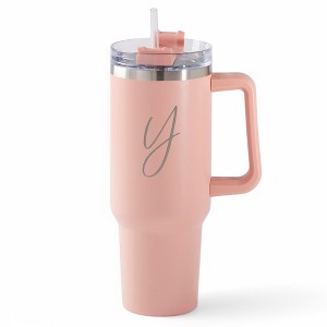 Personalization Mall Your Initial Engraved 40 oz Stainless Steel Tumbler Peach - 1 of 2