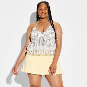 Women's Ruffle Halter Top - Wild Fable™ White Polka Dots 1X : Target