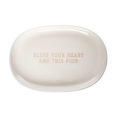 Totalee Gift Bless Your Heart Platter Ceramic White