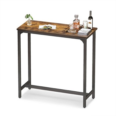 ODK Rectangular Modern Bar Height Narrow Pub, Kitchen, and Dining Table with Metal Legs, Easy to Clean Top, and Fast Assembly
