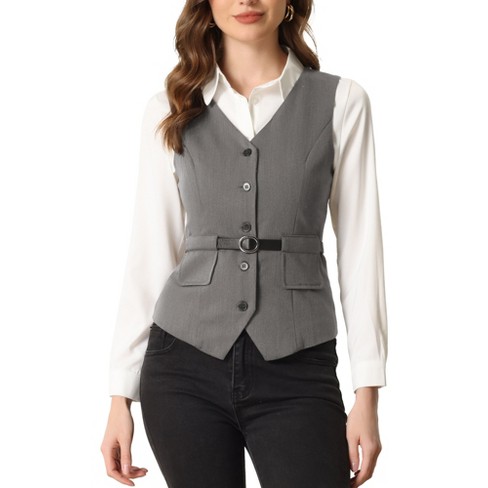 Women's Button Front Solid Vest