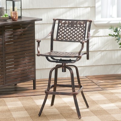 Christopher Knight Home Sebastian Outdoor Cast Aluminum Adjustable Swivel Barstool