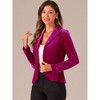 INSPIRE CHIC Women's Notched Lapel Long Sleeve Office Button Velvet Suit Blazer - 2 of 4