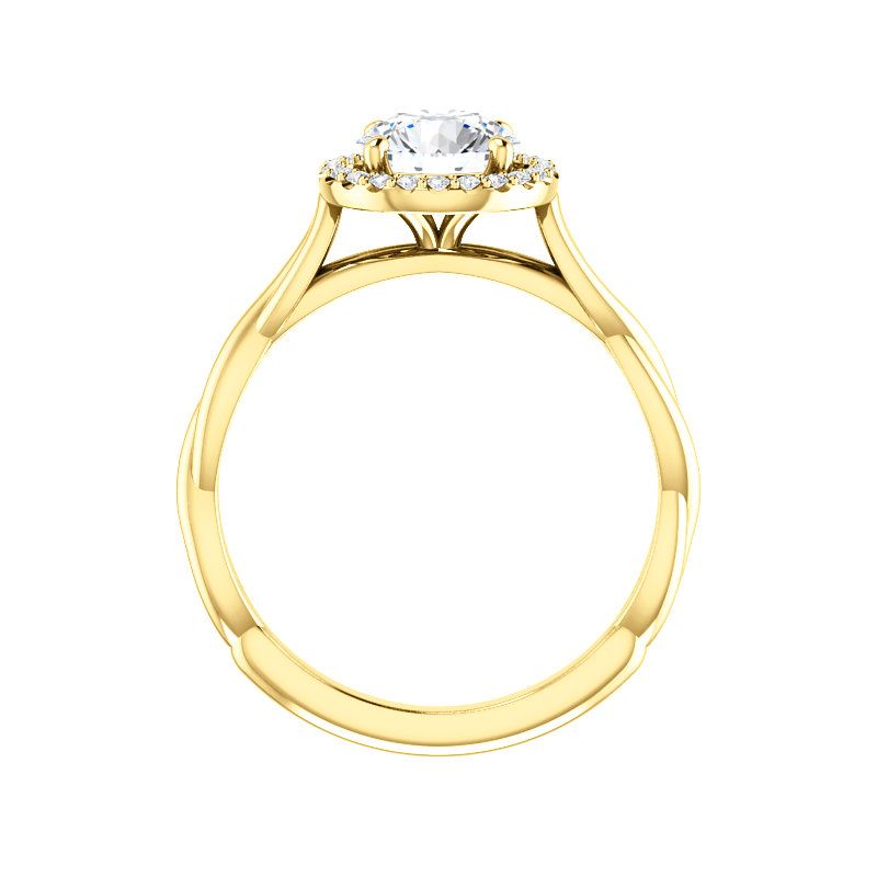 Pompeii3 1ct Diamond Halo Vintage Round Cut Intertwined Band 14k Yellow Gold, 2 of 6