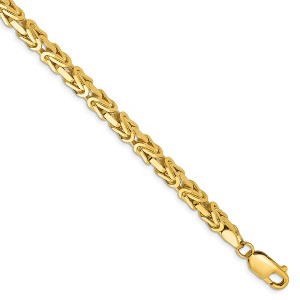 Black Bow Jewelry 4mm, 14k Yellow Gold, Solid Byzantine Chain Bracelet - 1 of 4