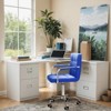 LACOO Faux Leather Office Desk Stool Swivel Chair with Armrest - 2 of 4