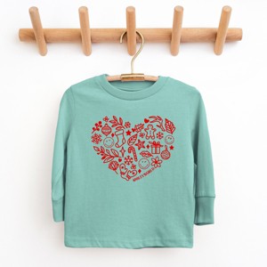 SmileyWorld Christmas Outline Heart - Youth Long Sleeve Graphic T-Shirt - 1 of 4