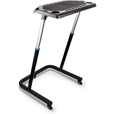 Alpcour Bike Trainer Fitness Desk - Portable Adjustable Workstation with Non-Slip Surface, Gadget Slots, and Lockable Wheels