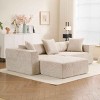 Modular L-Shaped Cloud Sofa, Deep Seat Sectional Sofa with Lounge amd Ottoman, Soft Cushion Sofa with Sping and Corduroy Cover-Coolbibila - 3 of 4