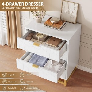 4 Drawer Dresser for Bedroom, Wood Chest of Drawers, Modern Dressers with Gold Metal Handles for Living Room, Hallway, Entryway - 1 of 4