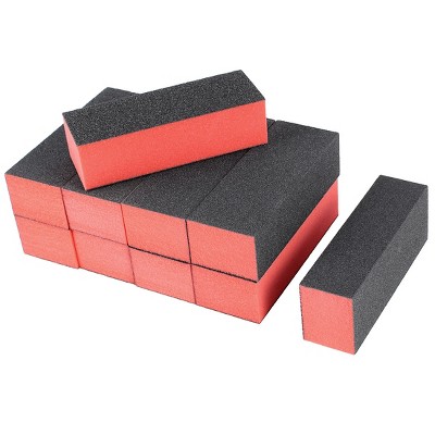 Unique Bargains Sponge Nail Finishing Buffer Buffing Block Manicure File Polishing Smooth Tool Black Red 10 Pcs