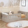 Twin Size Wood Platform Bed with Guardrail for Bedroom - 2 of 4