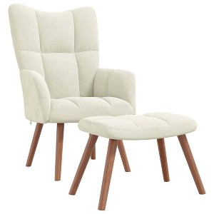 vidaXL Relaxing Chair - White With Footrest - 1 of 4