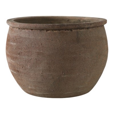 Rustic Wide Round Plant Pot for Indoor Plants or Outdoor - Traditional Clay Design That Adds Timeless Charm to Porch, Patio, or Entryway - 9" Brown