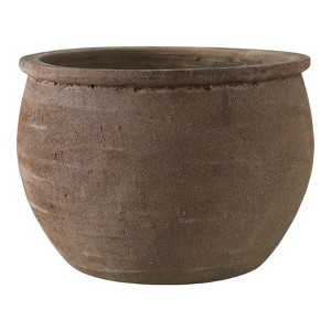 Rustic Wide Round Plant Pot for Indoor Plants or Outdoor - Traditional Clay Design That Adds Timeless Charm to Porch, Patio, or Entryway - 9" Brown - 1 of 4