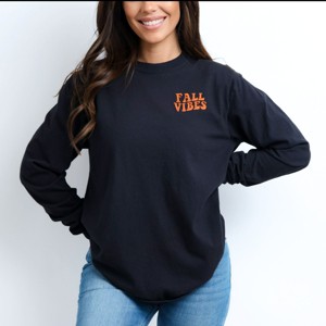 Simply Sage Market Embroidered Fall Vibes Retro Garment Dyed Long Sleeve - 1 of 4