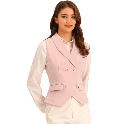 Allegra K Women's Waistcoat Lapel Collar Dressy Versatile Racerback Suit  Vest Pink X-large : Target