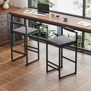 Grungis Velvet Bar Stools Set of 2,Upholstered Counter Stools with Footrest and Backrest,Kitchen Chair for Kitchen Island - 1 of 4