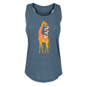 Women's - Instant Message - Giraffe Carrying Books Graphic Racerback Tank - 1 of 4
