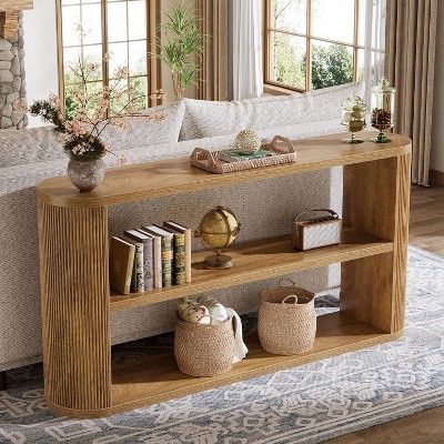 Tribesigns 63-Inch Console Table, Farmhouse Entryway Table with 3-Tier Open Shelf, Wooden Behind Couch Tables for Living Room, Hallway
