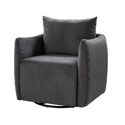 Angela  Corduroy Fabric  Upholstered Swivel Armchair  360°Rotatable Swivel Barrel Chair | ARTFUL LIVING DESIGN