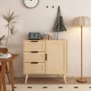 SKRAN Modern Rattan Wood Dresser Wood Storage Cabinet Sideboard for Bedroom, Living Room, Entryway, Hallway - Antique Natural - 4 of 4