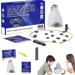 Magnetic Chess Game With 20pcs Magnetic Blocks And Storage Bag, Intellectual Battle Game for Kids Christmas Gift - 1 of 4