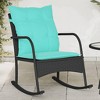 vidaXL Patio Rocking Chair with Cushions Black Poly Rattan - 2 of 4