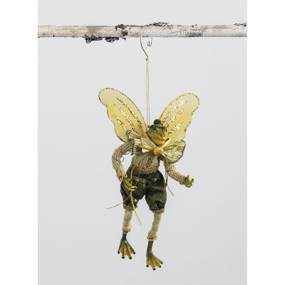 Sullivans Frog Fairy Ornament 10.5"H Green