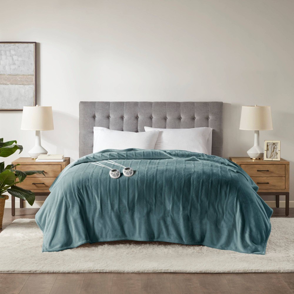 Photos - Duvet Serta King Plush Heated Blanket Teal 