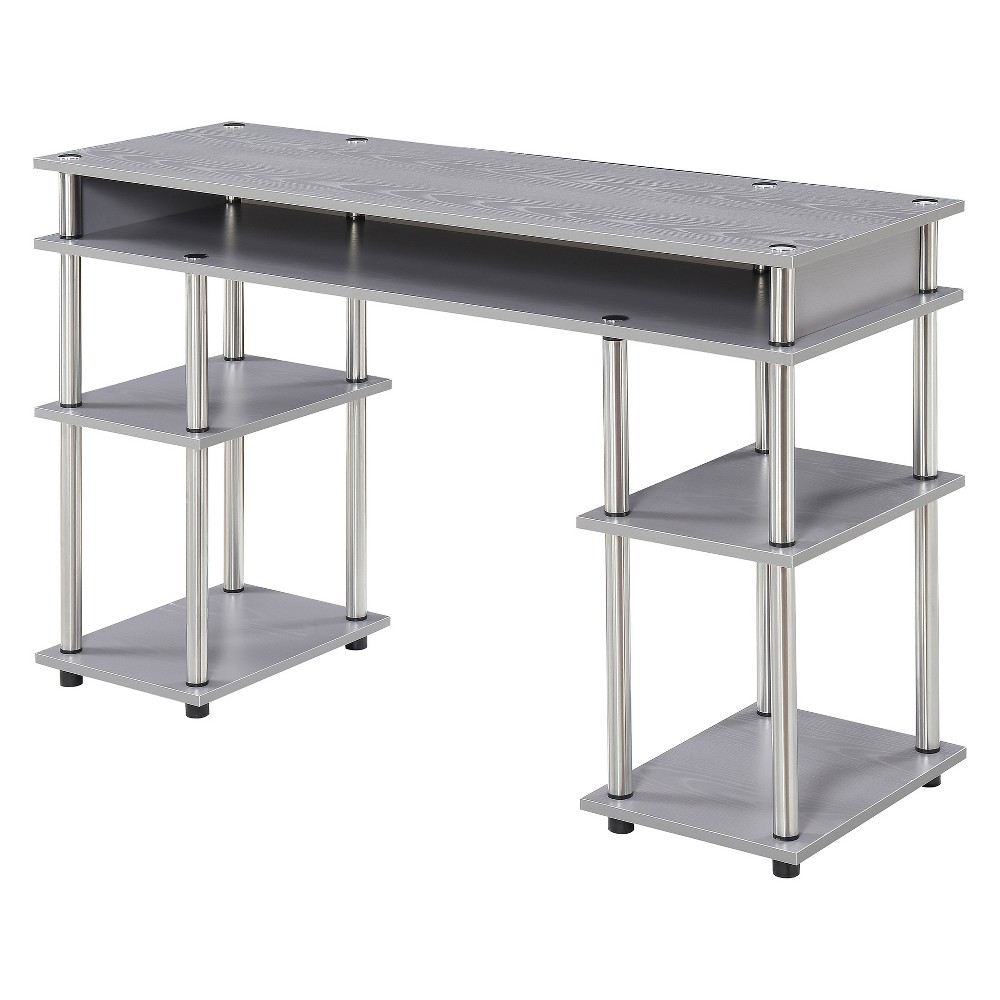 Photos - Office Desk Breighton Home Harmony Office No Tools Writing Desk with Shelves Gray