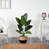Nearly Natural 4-ft Travelers Palm Artificial Tree in Boho Chic Handmade Cotton & Jute Black Woven Planter - 2 of 4